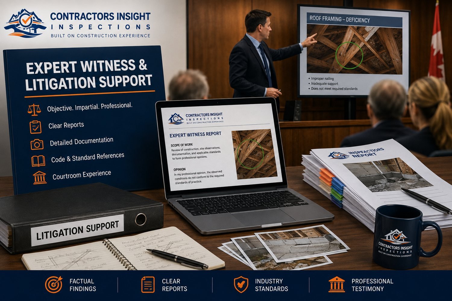Expert witness report, documentation and testimony materials